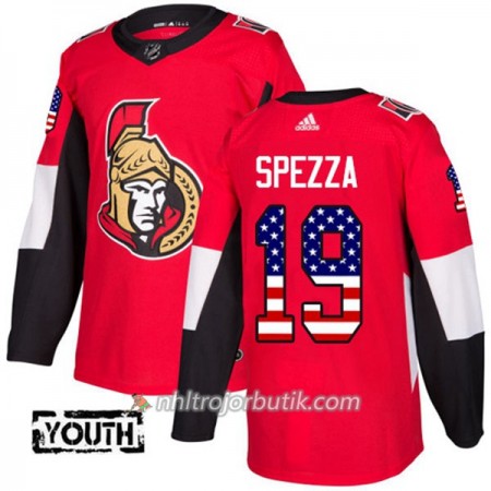 Barn Ishockey Ottawa Senators Tröja Jason Spezza 19 Adidas 2017-2018 Röd USA Flag Fashion Authentic